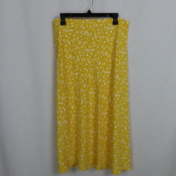 June & Hudson Yellow and White Floral Print Long Skirt - Picture 2 of 9